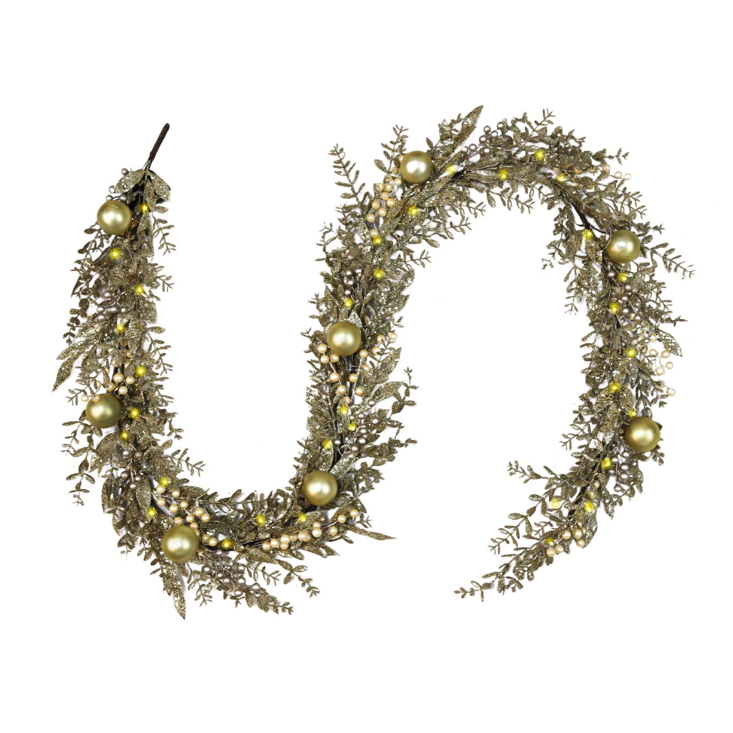Christmas Garland with Gold Leaves & Ornaments