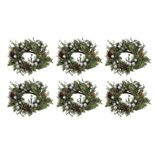 Set of 6 Silver Pinecone Candlestick Rings