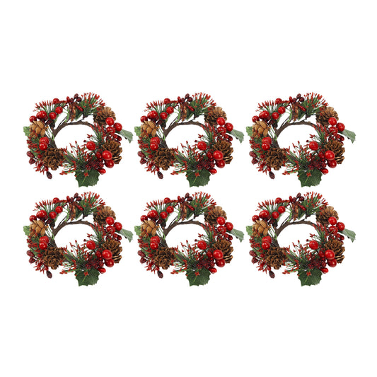 Set of 6 Red Fruit Candlestick Rings