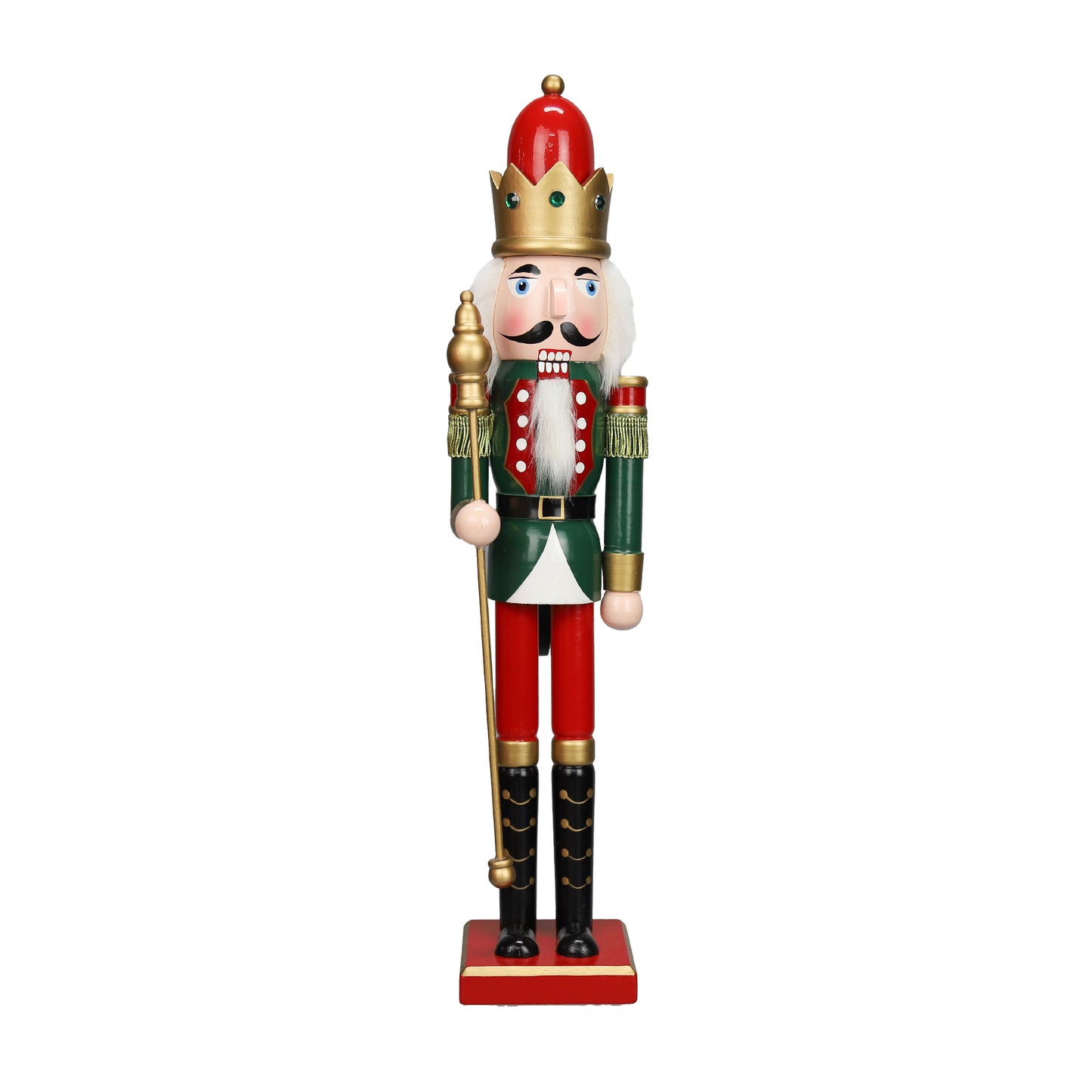 Christmas Nutcracker Soldier – Classic Red & Green King with Crown