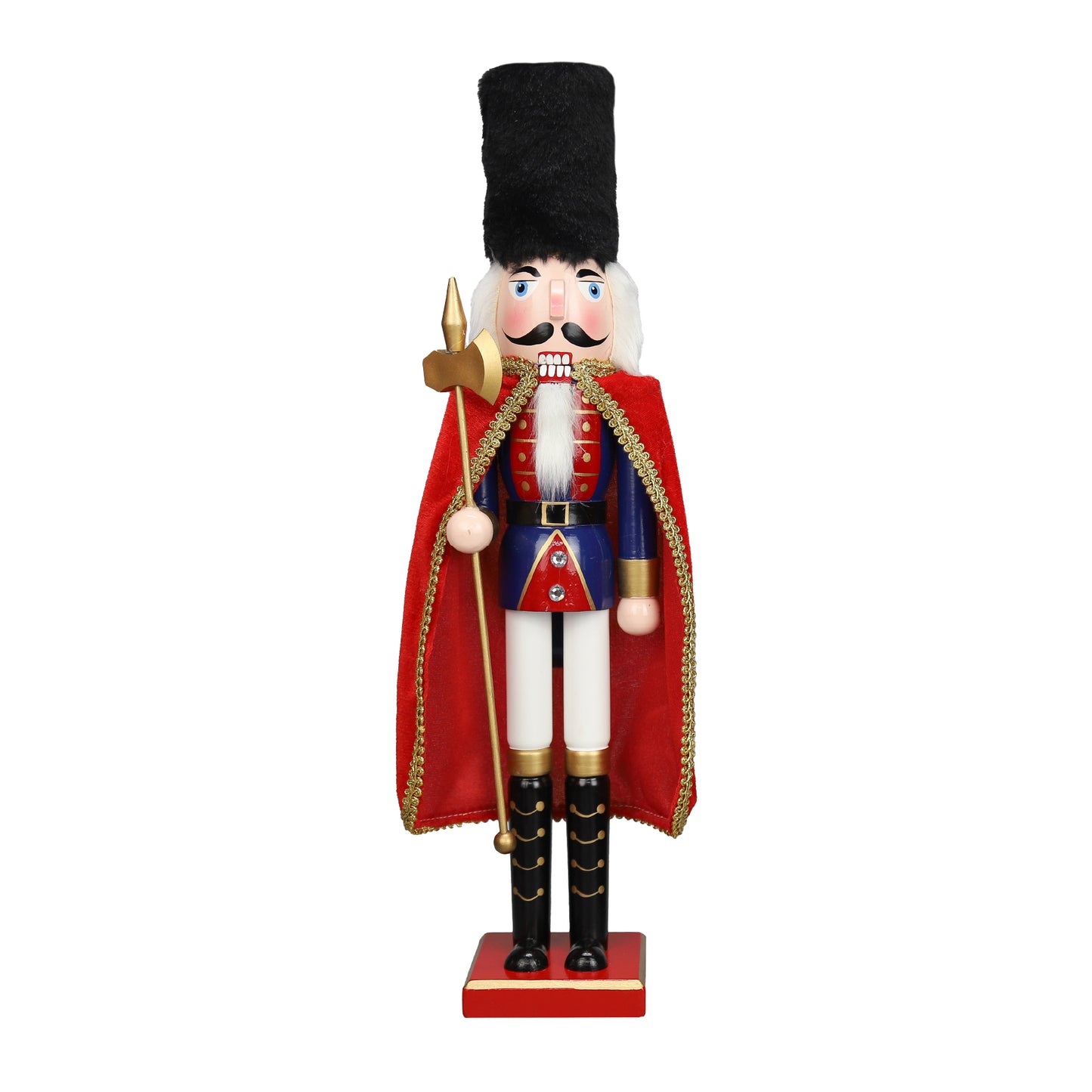 Christmas Nutcracker Soldier – Guard with Red Cape & Black Fur Hat