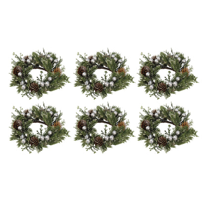 Set of 6 Silver Pinecone Candlestick Rings