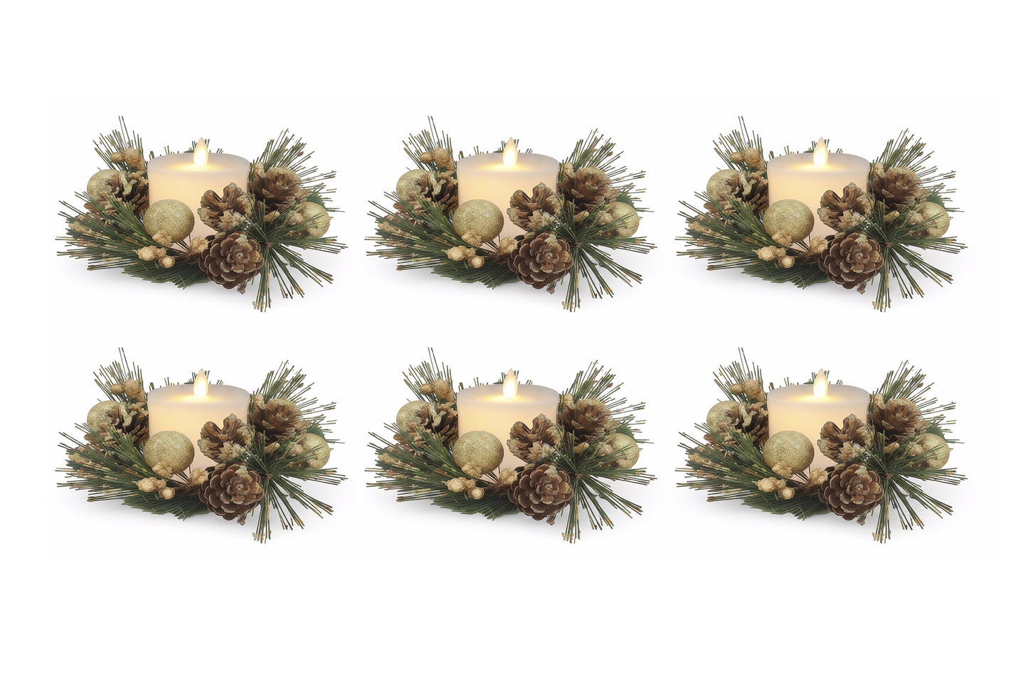 Set of 6 Golden Pinecone Candlestick Rings